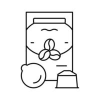 illustrazione vettoriale dell'icona della linea del pacchetto del caffè in cialde