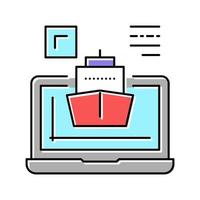 illustrazione vettoriale dell'icona del colore del programma per computer di modellazione della nave