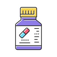 illustrazione vettoriale dell'icona del colore della bottiglia di pillole medicinali