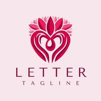 elegante floreale m lettera logo design modello. fiore m logo grafico vettore. vettore