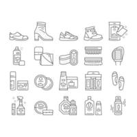 set di icone di raccolta di accessori per la cura delle scarpe vettore