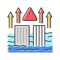 illustrazione vettoriale dell'icona del colore del problema del livello del mare