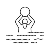 esercizio di nuoto per persone anziane icona linea illustrazione vettoriale