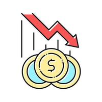 finanza persa, illustrazione vettoriale dell'icona del colore del problema della povertà