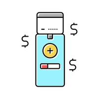 pagando con l'illustrazione vettoriale dell'icona del colore del terminale pos del telefono