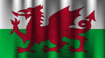 bandiera di Galles nazione nazione simbolo 3d tessile raso effetto sfondo sfondo vettore