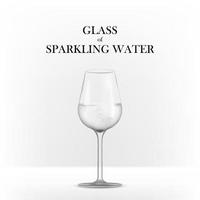 bicchiere di scintillante acqua. scintillante acqua con trasparente bolle nel chiaro acqua nel vino bicchiere 3d realistico illustrazione. per ristorante menù. subacqueo effervescenza aria bolle.