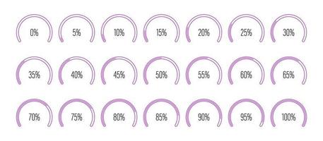 set di illustrazione vettoriale di diagrammi percentuali di settore circolare