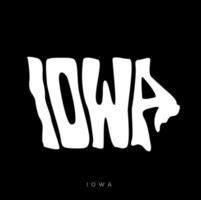 Iowa carta geografica tipografia. Iowa stato carta geografica tipografia. Iowa scritta. vettore