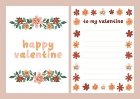 biglietto di san valentino dedica nota lettera d'amore simpatico design piatto scandinavo vettore