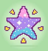 Pixel a 8 bit di adorabile stella, per risorse di gioco e schemi a punto croce nelle illustrazioni vettoriali. vettore