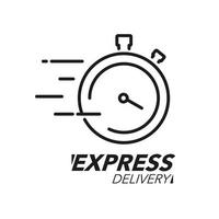 concetto di icona di consegna espressa. icona del cronometro per servizio, ordine, spedizione veloce e in tutto il mondo. vettore
