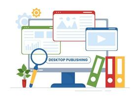 digitale editoriale soddisfare blog marketing scrittura per sociale media o pagina web organizzazione nel modello mano disegnato cartone animato piatto illustrazione vettore