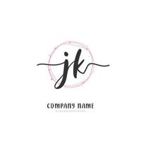 jk iniziale grafia e firma logo design con cerchio. bellissimo design manoscritto logo per moda, squadra, nozze, lusso logo. vettore