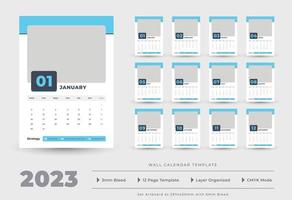 2023 parete calendario modello vettore