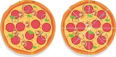 colorato il giro gustoso Pizza a partire dal superiore Visualizza vettore