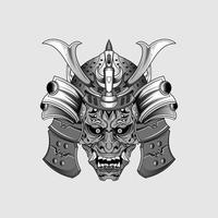 nero tatuaggi samurai maschera oni diavolo giapponese tradizionale guerriero casco illustrazione. militare e storia concetto per simboli e emblemi modelli adatto per tatuaggi vettore