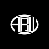 arw astratto monogramma cerchio logo design su nero sfondo. arw unico creativo iniziali lettera logo. vettore