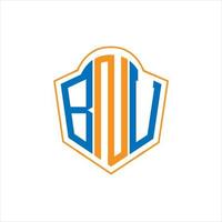 bnu astratto monogramma scudo logo design su bianca sfondo. bnu creativo iniziali lettera logo. vettore