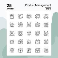 25 Prodotto gestione icona impostato 100 modificabile eps 10 File attività commerciale logo concetto idee linea icona design