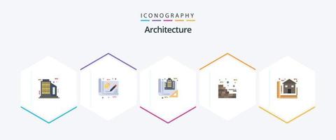 architettura 25 piatto icona imballare Compreso planimetria. parete. costruzione. costruzione. disegno vettore