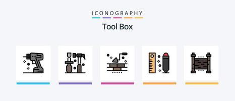 utensili linea pieno 5 icona imballare Compreso sicurezza. recinzioni. industria. Strumenti. martello. creativo icone design vettore