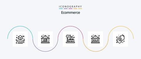 e-commerce linea 5 icona imballare Compreso etichetta. dollaro. scatola. non disponibile. venduto vettore