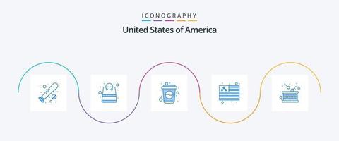 Stati Uniti d'America blu 5 icona imballare Compreso tamburellare. Stati Uniti d'America. negozio. bandiera. bibita vettore