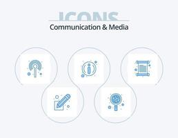 comunicazione e media blu icona imballare 5 icona design. invito. informazione. antenna. Informazioni. In piedi vettore