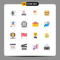 universale icona simboli gruppo di 16 moderno piatto colori di bagaglio cerniera gioco campeggio testa modificabile imballare di creativo vettore design elementi