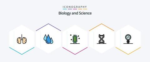 biologia 25 riga piena icona imballare Compreso conoscenza. biologia. scienza. genetica. dna elica vettore