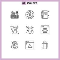 9 universale schema segni simboli di mazzo uomo televisione processi Aperto libro modificabile vettore design elementi