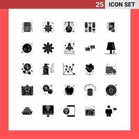 25 universale solido glifi impostato per ragnatela e mobile applicazioni taccuino idea chimico wireframe wireframing modificabile vettore design elementi