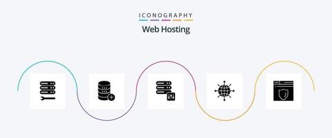 ragnatela ospitando glifo 5 icona imballare Compreso Rete . sal . server. Banca dati vettore