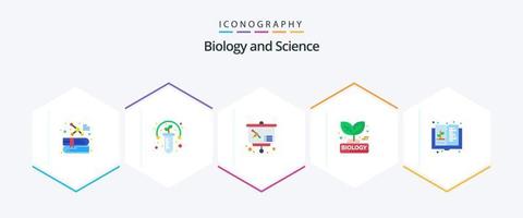 biologia 25 piatto icona imballare Compreso formazione scolastica. pianta. lezione. natura. biologia vettore