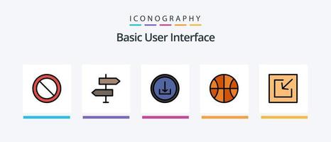 di base linea pieno 5 icona imballare Compreso Scarica. applicazione. di base. etichetta. etichetta. creativo icone design vettore