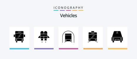 veicoli glifo 5 icona imballare Compreso . trasporto. trasporto. macchina. creativo icone design vettore
