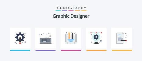 grafico progettista piatto 5 icona imballare Compreso dipingere. illustrazione. tastiera. progettare. opera d'arte. creativo icone design vettore