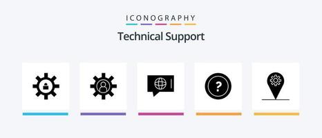 tecnico supporto glifo 5 icona imballare Compreso attività commerciale. domanda. Chiacchierare. informazione. di. creativo icone design vettore