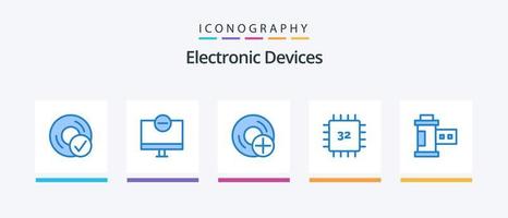 dispositivi blu 5 icona imballare Compreso dispositivi. patata fritta. hardware. gadget. dispositivi. creativo icone design vettore