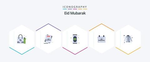 eid mubarak 25 piatto icona imballare Compreso mubarak. calendario. mubarak. eid. namaz vettore