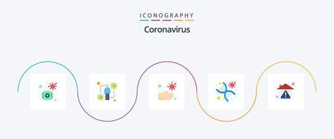 coronavirus piatto 5 icona imballare Compreso casa. genomico. virale. genetica. malsano vettore