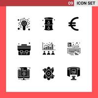 azione vettore icona imballare di 9 linea segni e simboli per mercato dati moneta broker scuola Borsa modificabile vettore design elementi