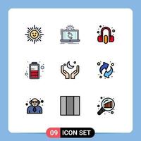 9 creativo icone moderno segni e simboli di Luna pregare cliente energia batteria modificabile vettore design elementi