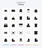 creativo edifici 25 glifo solido nero icona imballare come come Chiesa. costruzione. colonna. Grecia. colonne vettore