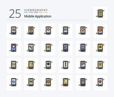 mobile applicazione 25 linea pieno icona imballare Compreso GPS. Telefono. applicazione. mobile. ATM carta vettore