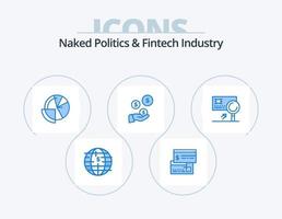 nudo politica e Fintech industria blu icona imballare 5 icona design. dollaro. Fintech industria. addebito. finanza. analitica vettore
