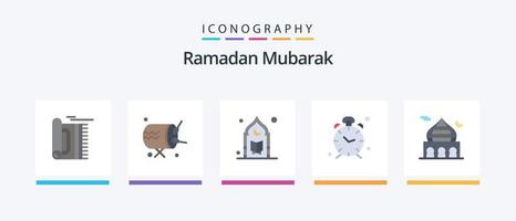 Ramadan piatto 5 icona imballare Compreso promemoria. volta. annuncio. allarme. preghiera. creativo icone design vettore
