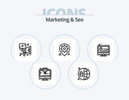 marketing e SEO linea icona imballare 5 icona design. configurare. sicurezza. Visualizza. protezione. Rete vettore