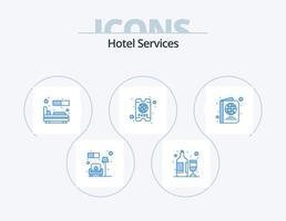 Hotel Servizi blu icona imballare 5 icona design. viaggio. passaporto. letto. biglietto. Hotel vettore